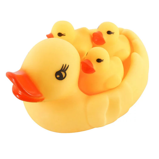 Mom and 3 little Ducks Rubber Toy Set