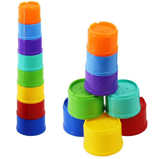 Rainbow Stacking Cup Tower — 8-Pack Montessori Sensory; Fine Motor Toy